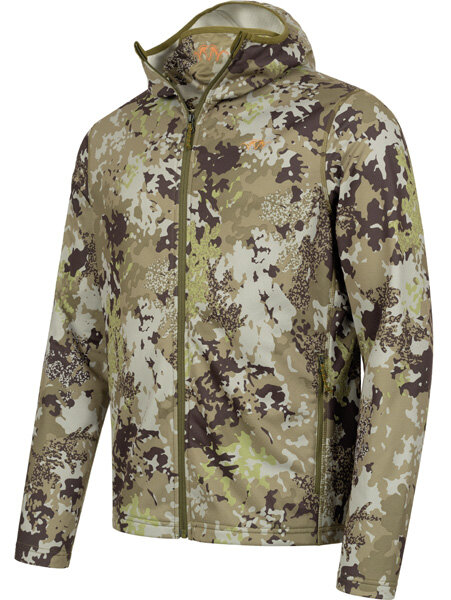 Blaser Blaser Heren Drain Full Zip Hoody Huntec Camo met ge&iuml;ntegreerd gezichtsmasker.