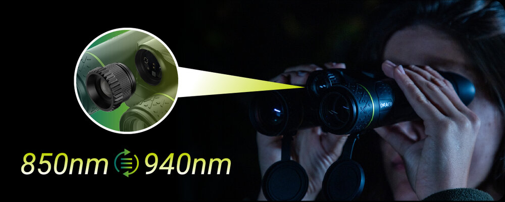PIXFRA Draco D335-4K LRF &ndash; Multispectrale Warmtebeeld &amp; Nachtzicht Verrekijker met Laserafstandsmeter
