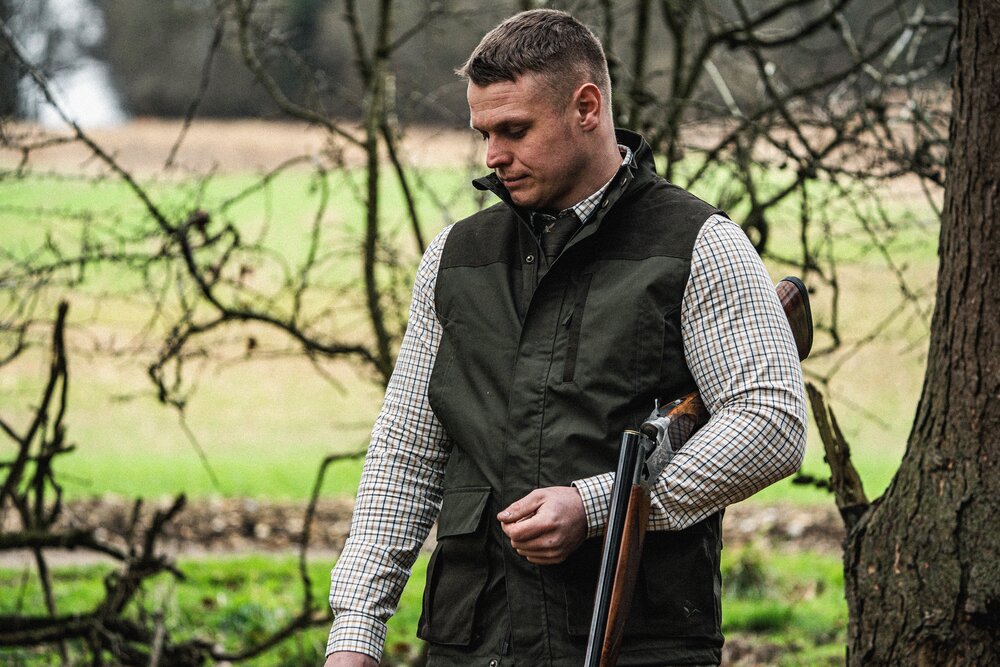 403048001 Seeland Oxford shooting shirt  grape leaf/terracotta check