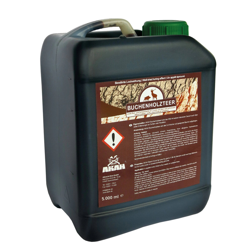 Akah Buchenholzteer 5 Liter &ndash; Pure Beukenteer Lokmiddel voor Ree, Herten en Wilde Zwijnen