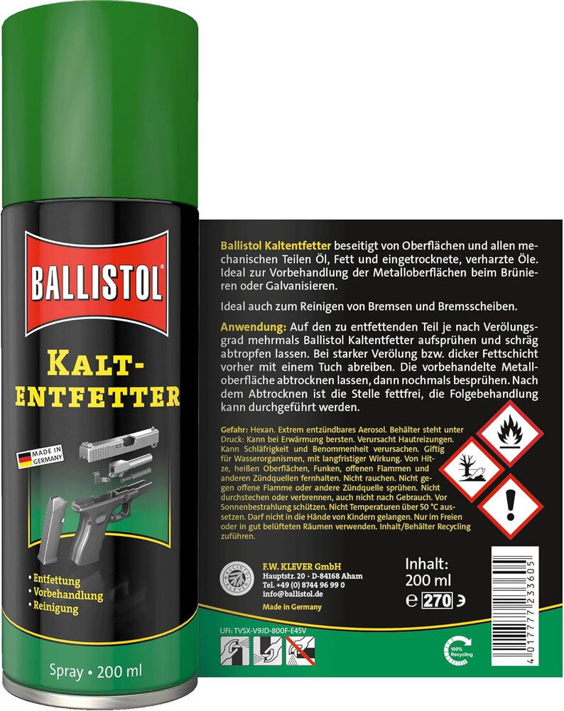 Ballistol Koudontvetter Spray &ndash; Krachtige Vetoplosser voor Metaal, Kunststof en Glas
