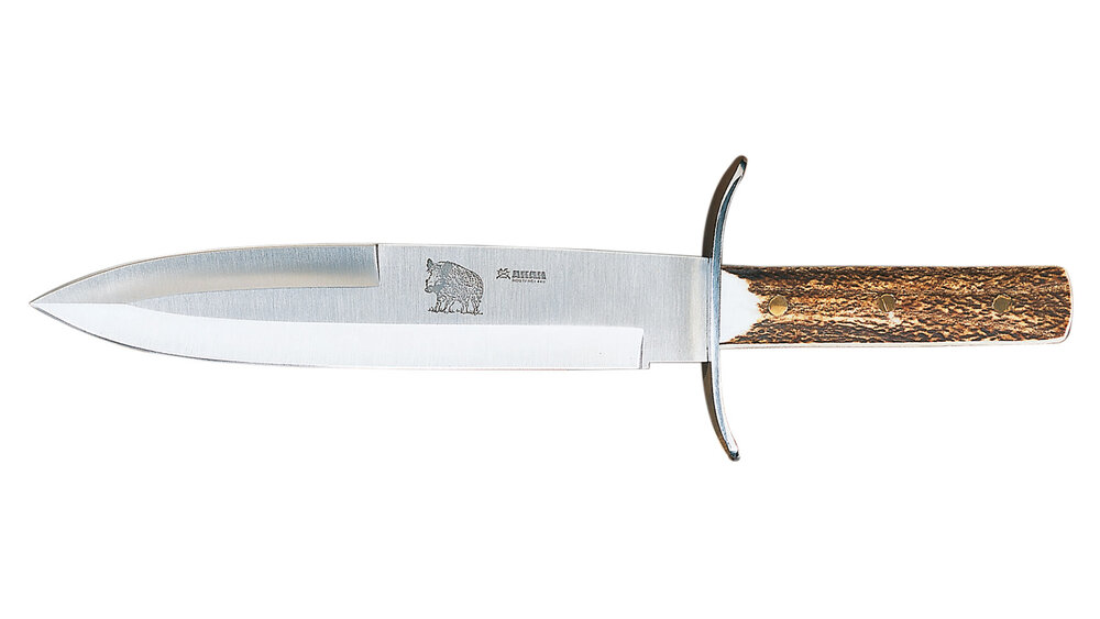 Akah afsteekmes met hoorn heft en 24 cm 440 RVS lemmet &ndash; inclusief leren schede