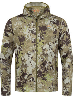 Blaser Blaser Heren Drain Full Zip Hoody Huntec Camo met ge&iuml;ntegreerd gezichtsmasker.