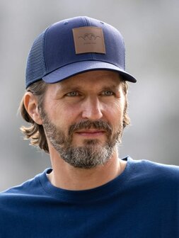 Blaser leather badge cap donker blauw