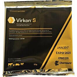 Virkon&trade; S Desinfectiemiddel  50 gram voor 5 liter&ndash; Effectief tegen RHD/VHD, Myxomatose &amp; 500+ Pathogenen | Profes