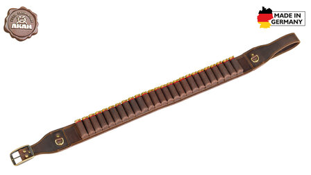 AKAH Buffalo leren ptroongordel &ndash; Handgemaakt, Pull-Up leder, 25 patronen cal. 12