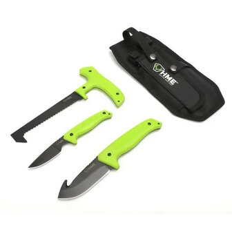HME 3-delige Hunter&rsquo;s Field Kit &ndash; Bottenzaag &amp; 420HC Jachtmessen met ontweidhaak