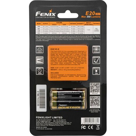 Fenix E20R V2.0 Tactische Zaklamp