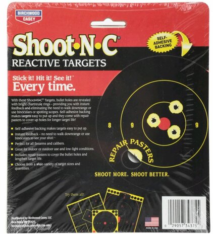 Birchwood Casey 3" 7,6cm Shoot-N-C-reactieve schietdoelen groot verpakking.  240 doelen, 600 reparatie stickers 