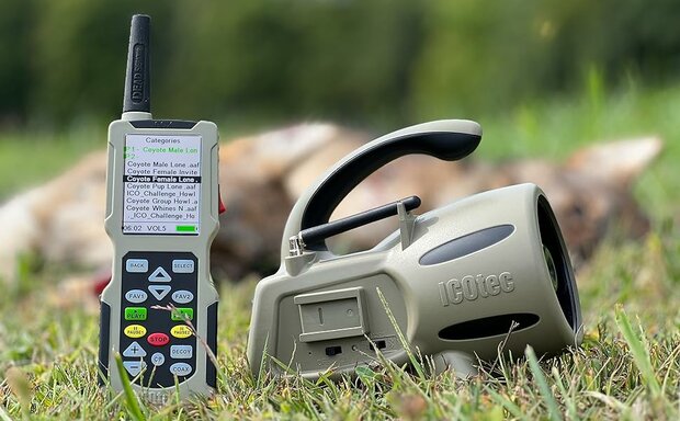 Icotec NOMAD+ Programmeerbare lokker met afstandsbediening en Bluetooth/ europese ganzen, kraaien en vossen geluiden