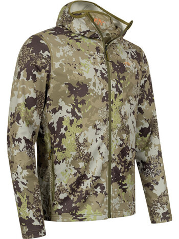 Blaser Blaser Heren Drain Full Zip Hoody Huntec Camo met geïntegreerd gezichtsmasker.