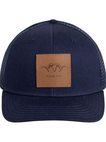 Blaser leather badge cap donker blauw