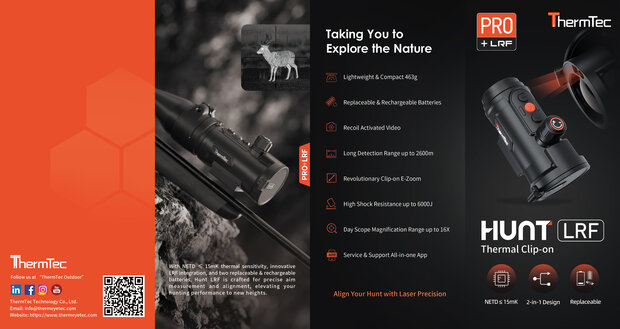ThermTec Hunt 650 Pro  LRF Thermische Clip On / Voorzetkijker 