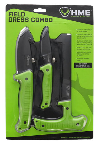 HME 3-delige Hunter’s Field Kit – Bottenzaag & 420HC Jachtmessen met ontweidhaak