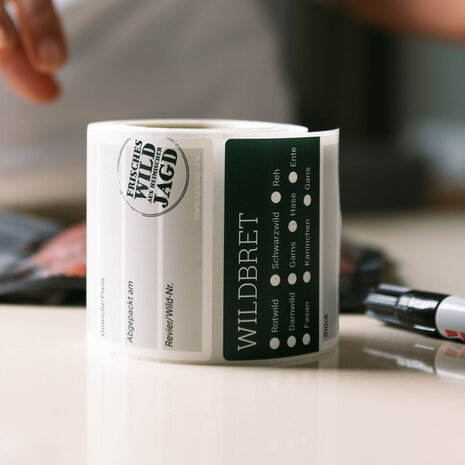 Landig jachtetiketten Z01050 voor vacu&uuml;mzakken &ndash; etiketten voor wildvlees en wildbraad