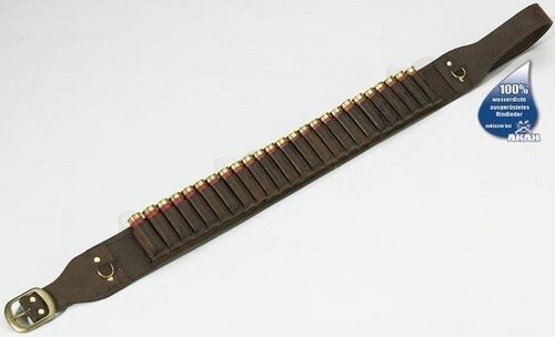 AKAH Buffalo leren ptroongordel – Handgemaakt, Pull-Up leder, 25 patronen cal. 12