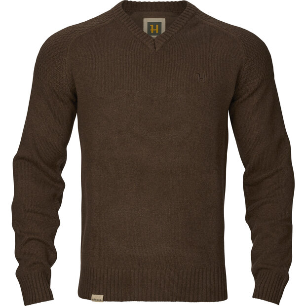 106091016 H&auml;rkila Vincent Merino V-Neck Trui Demitasse bruin