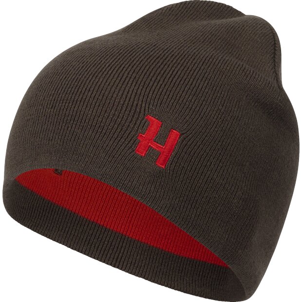 Harkila aspire reversible beanie shadow brown/red