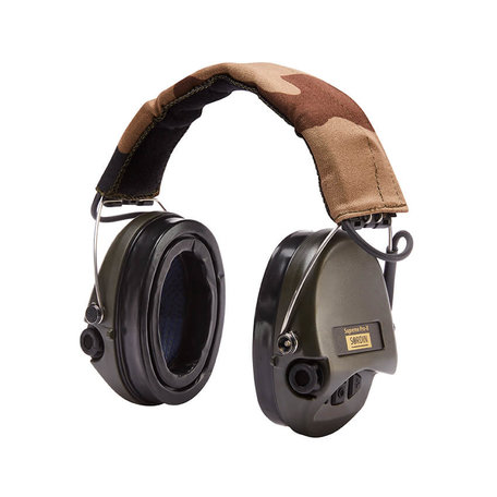 Sordin supreme pro X groen met led lampje en gelkit met camo hoofdband